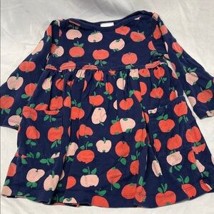 Hanna Andersson Blue Dress Apple Design  Long Sleeves Pockets Size 2T